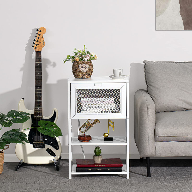 Wael 15.8'' W Metal Nightstand, White
