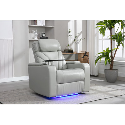 Power Motion Recliner Electric Power Recliner With USB Charging Port, Hidden Arm Storage, Convenient Cup Holder And Bluetooth Speaker, Light Grey(Old Sku:SG000800AAE)