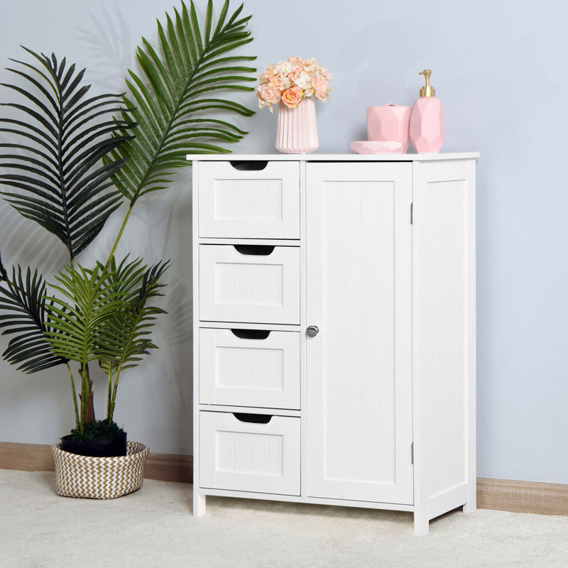 Armoire de rangement pour salle de bain, armoire de plancher avec tablette réglable et tiroirs