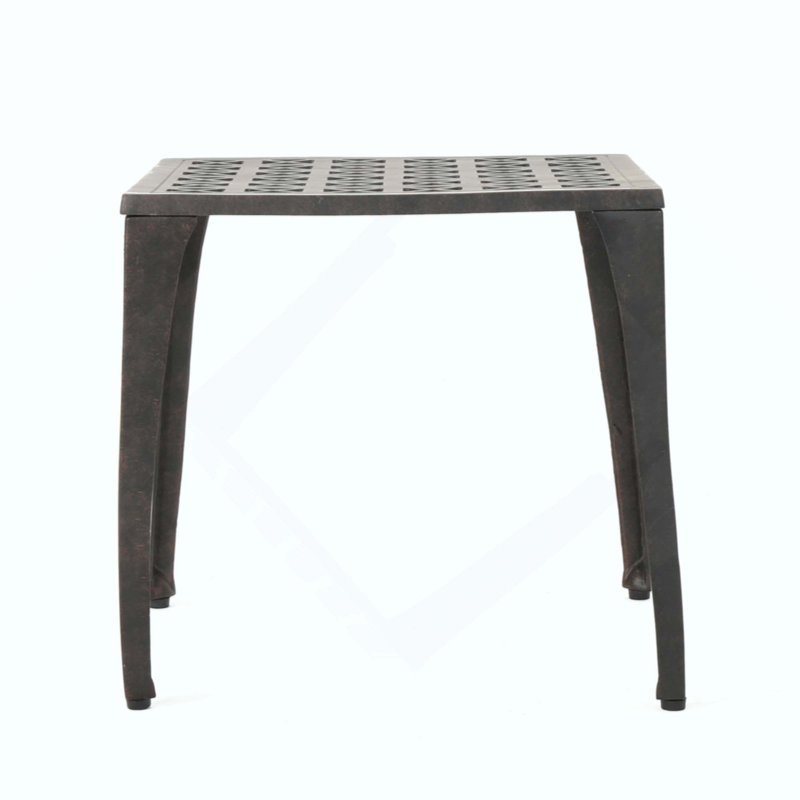Intricate Cast Aluminum Outdoor Side Table, Lightweight And Durable For Patio And Garden Use