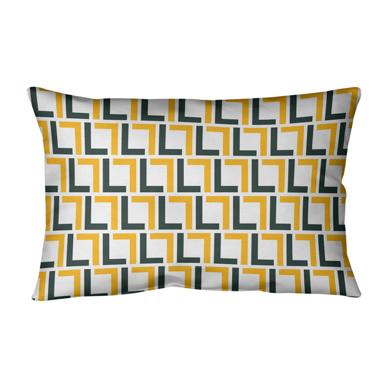 Housse de coussin rectangulaire Green Bay Football Luxury, Blanc / vert foncé / or, Polyester sergé