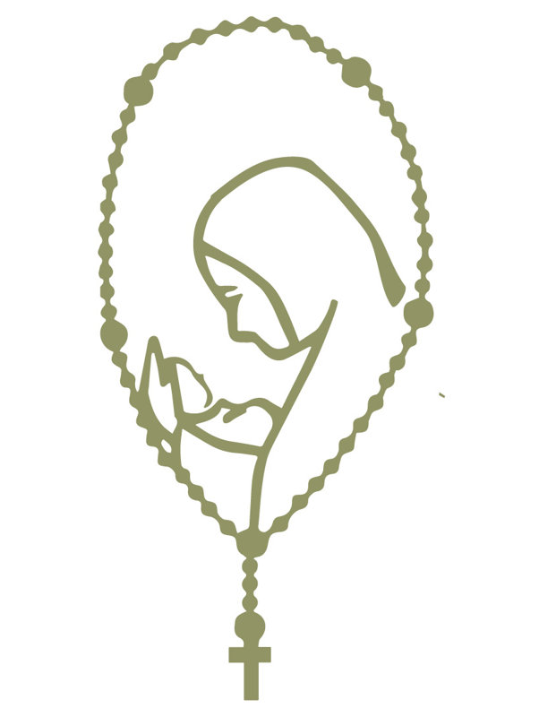 Décalcomanie murale marie rosary maman, H 36 po x l 18 po x P 0,01 po, Olive
