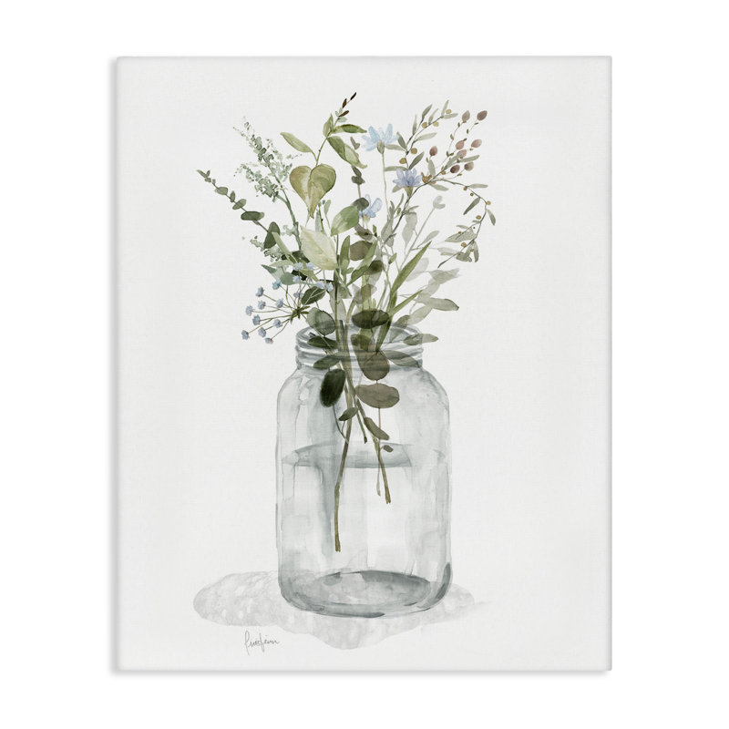 Art mural sur toile Wild Herbs in Jar, design par Livi Finn, H 20 po x l 16 po