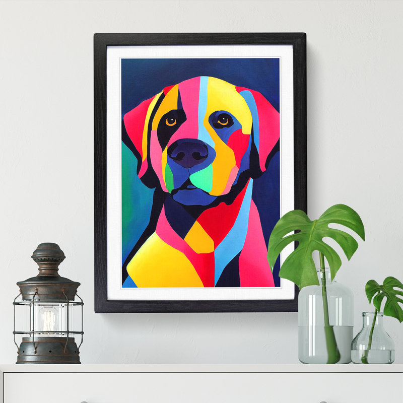 Labrador Retriever Abstract Vol.1 - Picture Frame Print, Black, 64cm H x 46cm W x 2cm D