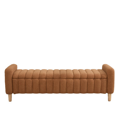 Banc de rangement moderne avec coussin, banc d'entrée touffeté d'une capacité de poids de 300 lb avec charnière de sécurité, banc à chaussures rembourré avec pieds en bois massif pour chambre à coucher, salon, couloir