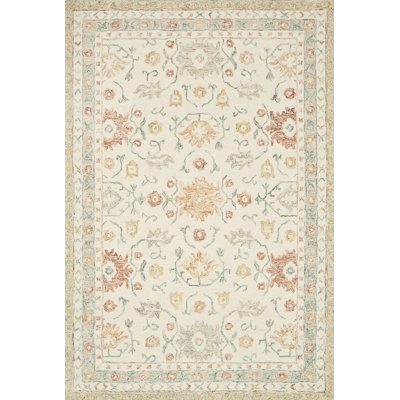 Aden Oriental Hand-Hooked Wool Ivory/Rust Area Rug