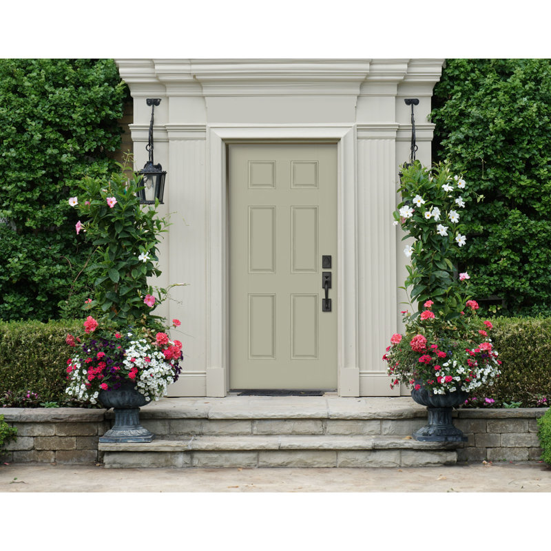 6 Panel Smooth FiberCraft Front Door, 79.25" H x 35.75" W x 1.75" D, Left Hand/Inswing, Arcade White