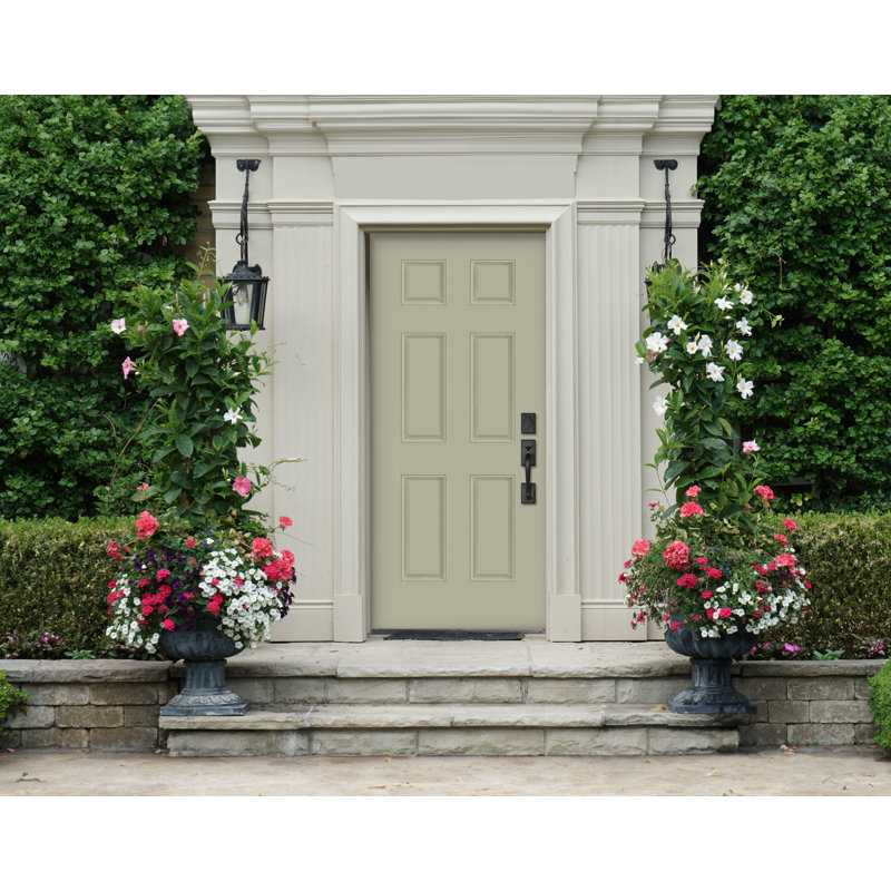6 Panel Smooth FiberCraft Front Door, 79.25" H x 35.75" W x 1.75" D, Arcade White, Left Hand/Inswing