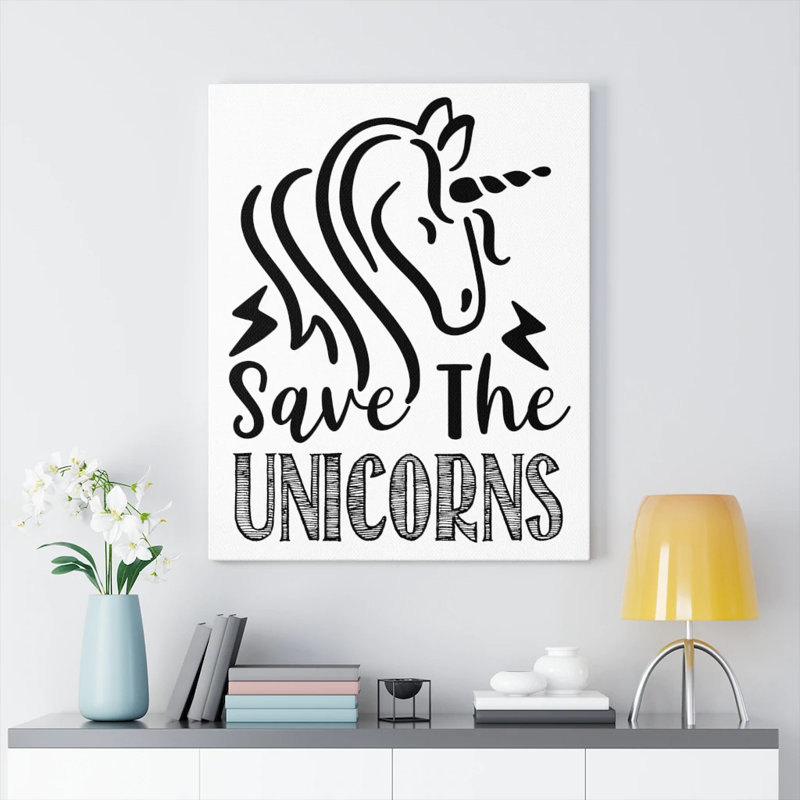 Save The Unicorns - Wrapped Canvas Print, 41cm H x 30cm W