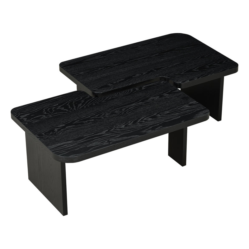 Modern Minimalist Coffee Table Set, Rectangle Coffee Table with Splicing Design, Multifunctional Combination Table for Living Room