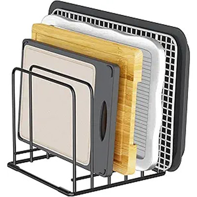 Space-Saving Kitchen Organizer Rack - Heavy-Duty 5-Slot Steel Holder