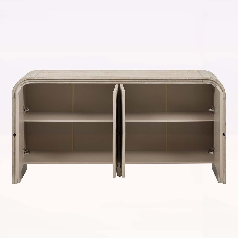 Console multifonctionnelle avec portes tissées et finition de qualité supérieure, Beige brun