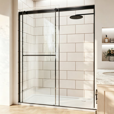 56"-60"W X 76"H Bypass Sliding Shower Door Soft Close Quick-Install With Lifetime Maintenance-free Rollers