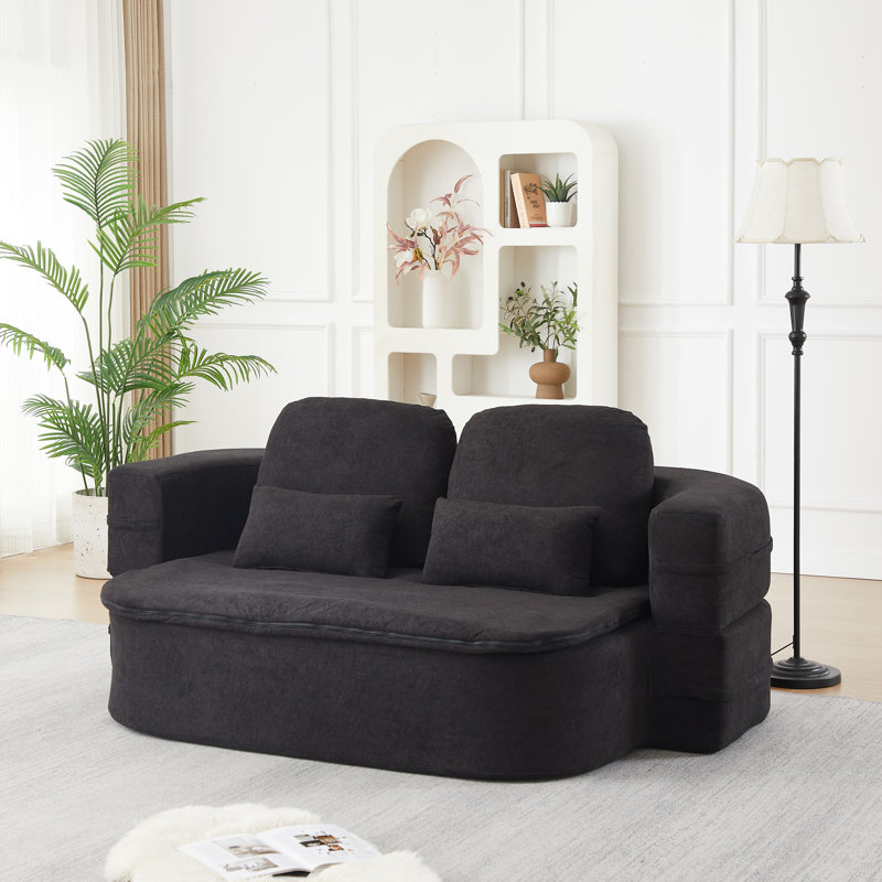 Canapé-lit pliant convertible 75 po, lit Sota à compression 2 en 1 avec mousse Menory, canapé Sora pliable avec 4 coussins et couverture pour le salon, Aaartaent, aucun assemblage requis