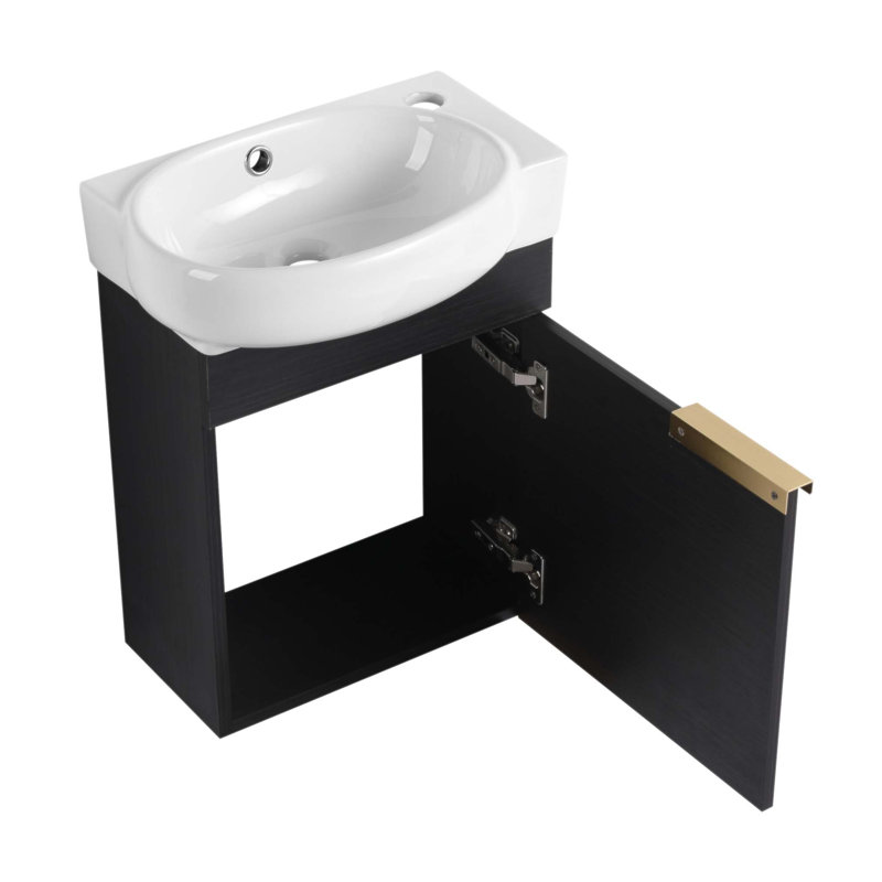 Meuble-lavabo compact à fermeture en douceur avec lavabo, parfait pour les petits espaces et le design moderne