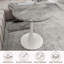 Table basse ronde à effet marbre 27,6 po avec plateau veiné gris foncé et base blanche-1112865285-1112865282