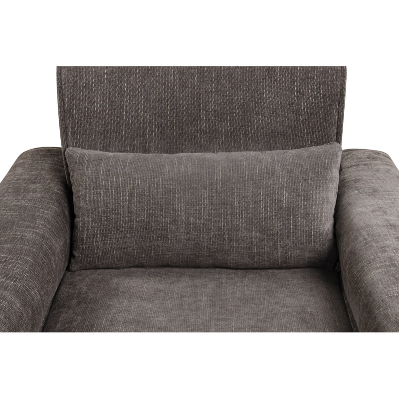 Chaise en chenille 38,5 "avec pieds en métal et coussin décoratif