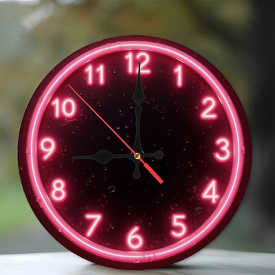 Pink  Neon Style Clock Face