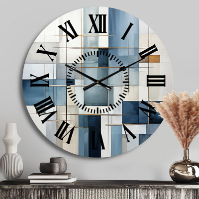 Horloge murale bleue et grise