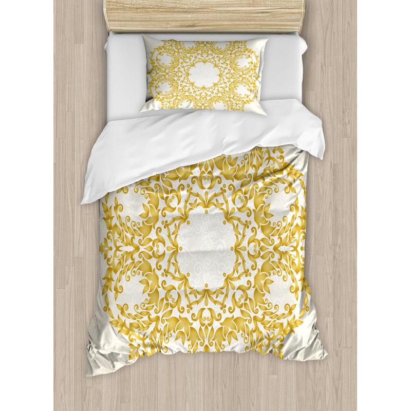 Eclectic Polyester Floral Duvet Cover, Twin Duvet Cover + 1 Sham