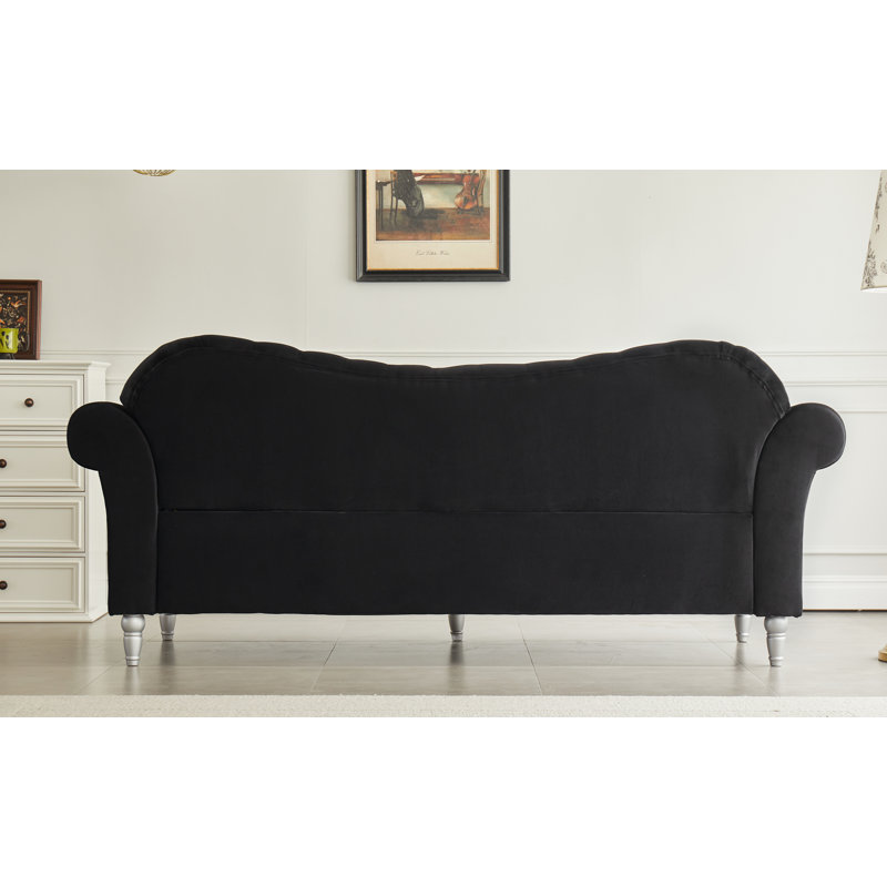 Canapé rembourré 88,5 po Jarvous, Noir, 37" H x 88.5" W x 31" D