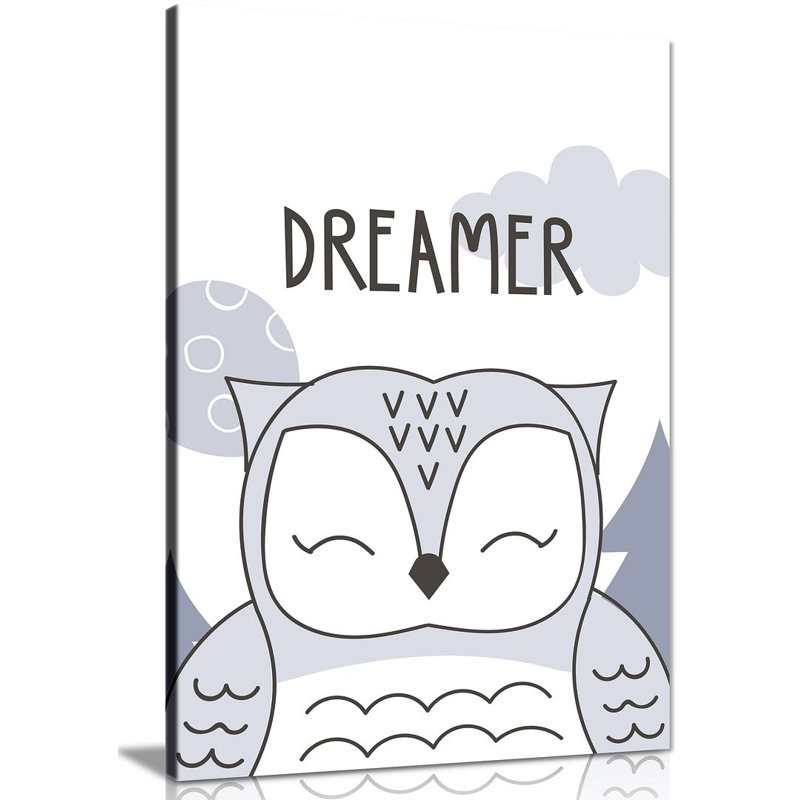Pastel Owl Dreamer - Wrapped Canvas Print, 31cm H x 20cm W