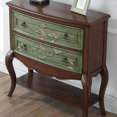 Retro Painted Green Distressed Wooden Accent Chest