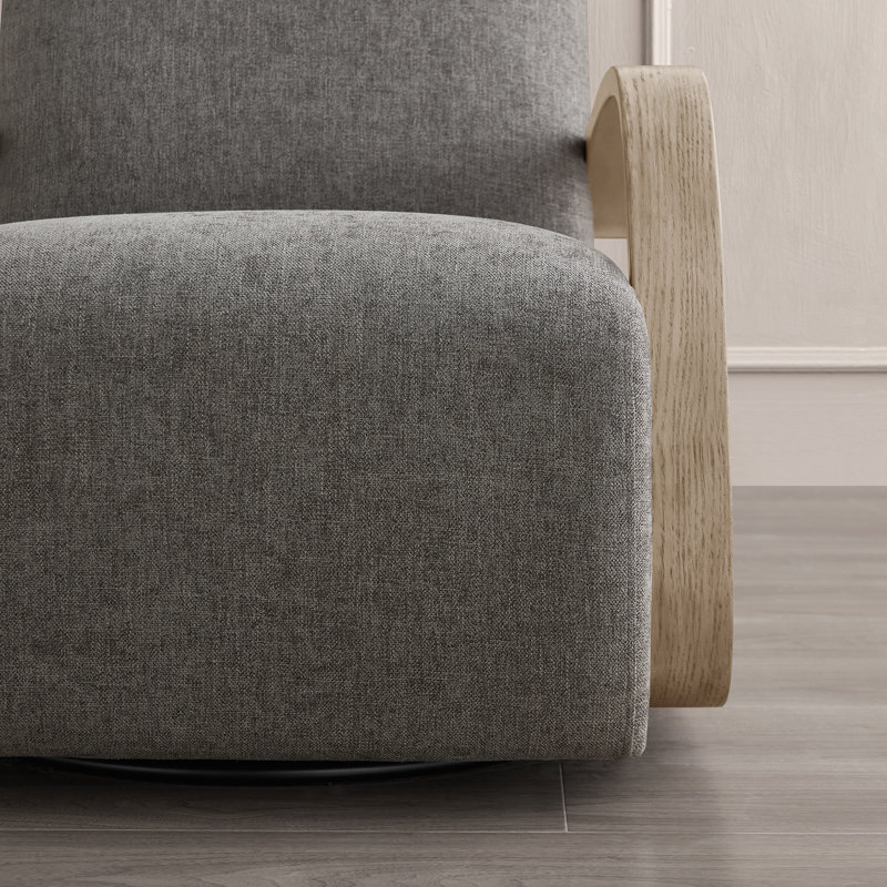 Brehana Upholstered Swivel Armchair, Fossil Gray Polyester