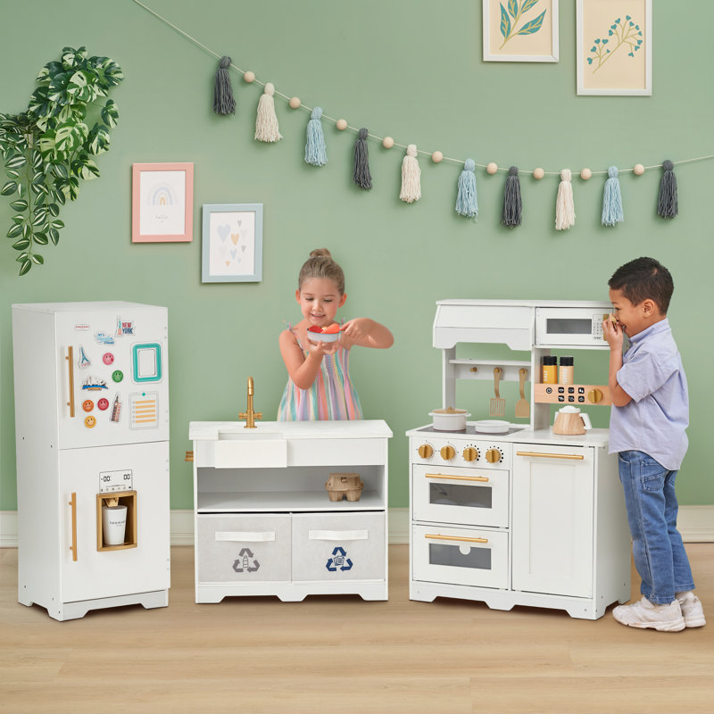 Teamson Kids - Little Chef Atlanta Large Modular Play Kitchen - White/Gold