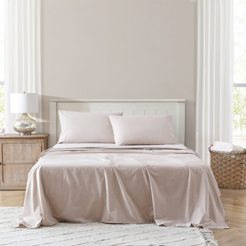 Easy Eco Cotton Blend Pillowcase Case Pack, Twin Case Pack + 1 Fitted Sheet + 1 Pillowcase, Light Brown