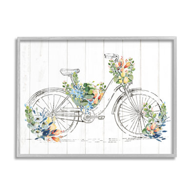 Az-332-Framed " Floral Country Bicycle " by Kim Allen