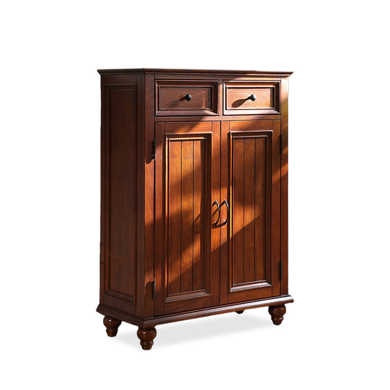 Nut-brown Solid Wood Shoe Storage Bench, 45.28" H x 39.37" W x 14.96" D