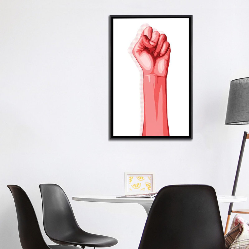 «Color Block Fist II» par Grace Popp - impression d'art graphique, H 40 po x l 26 po x P 1,5 po, Toile avec cadre noir patiné