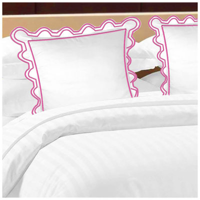 400TC U Shape Scallop Embroidery Cotton Solid Euro Sham