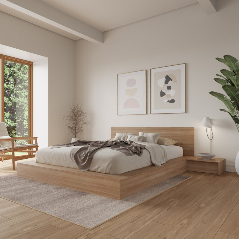 Makoa 4-Piece Low Platform Bedroom Set, Queen, Brown