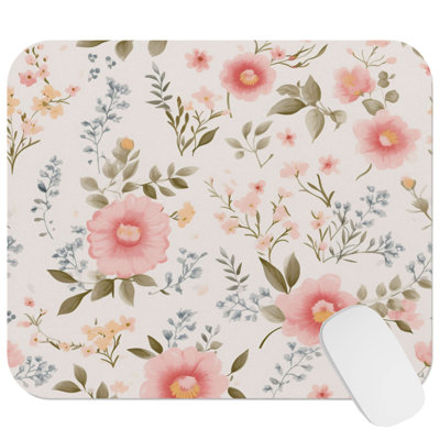 Floral Flowers II Gaming Cute Office Laptop Desk Pad Gift Mat Square Rectangle Non-Slip Mousepad