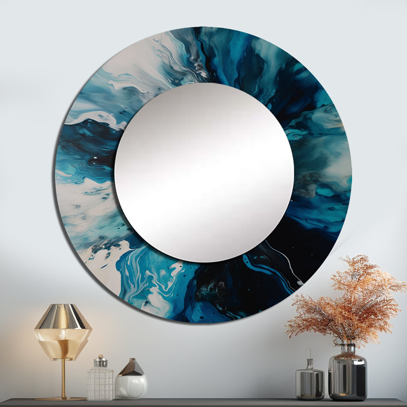 Sargis - miroir mural abstrait rond, 36 po x 36 po