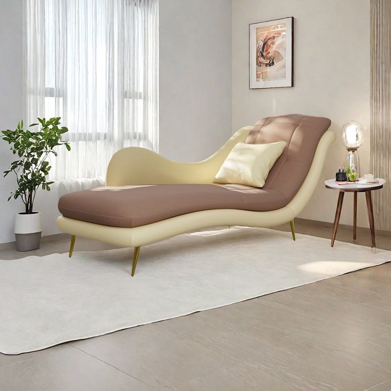 Chaise longue Robichaux , Orienté à droite, Rose/beige