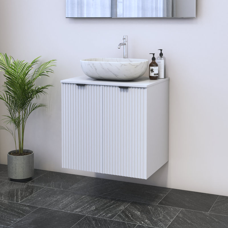 Lissia 23.6'' Single Bathroom Vanity with Top, White, White