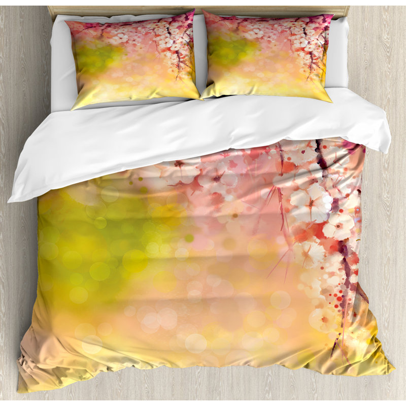 Eclectic Polyester Floral Duvet Cover, Queen Duvet Cover + 2 Shams