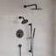 Système de douche double à 3 fonctions avec pluie, tête réglable et baguette manuelle (valve incluse)-113407296