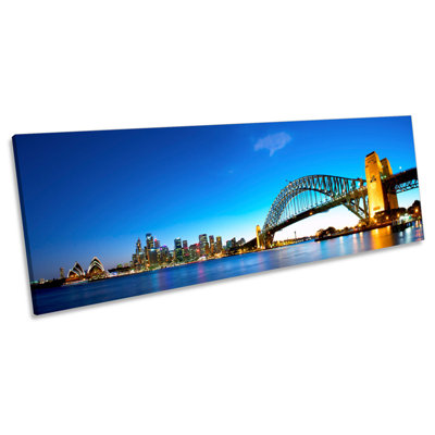 Sydney Harbour Skyline City - Wrapped Canvas Panoramic Print