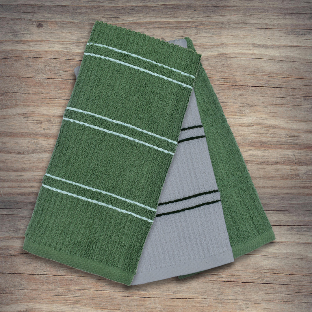 Super Absorbent 3 Pack Cotton Tea Towels Ripple Stripes