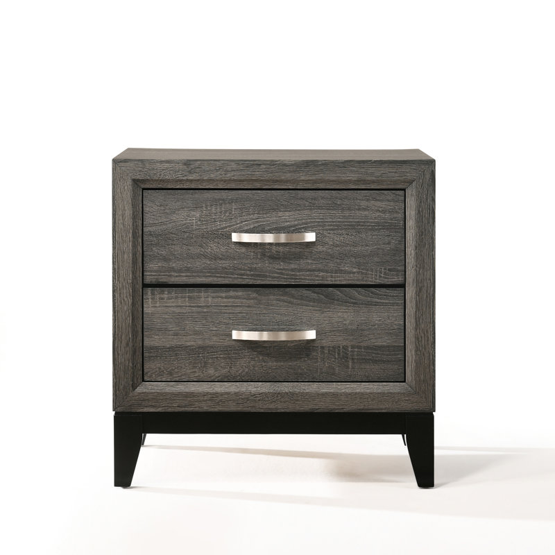 Table de chevet moderne avec 2 tiroirs gris vieillis et 2 tiroirs spacieux pour un look bien rangé