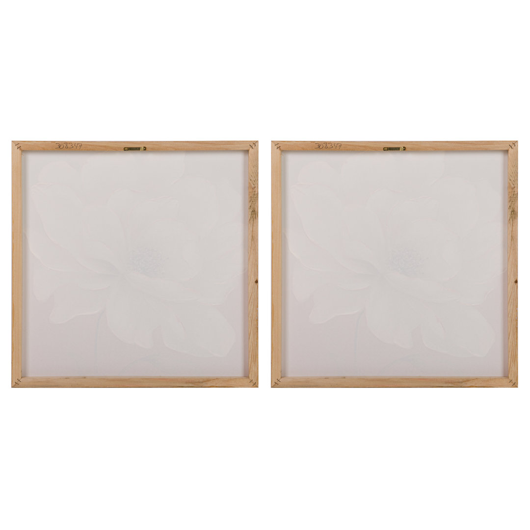 Flowers 40% Hand Painted Set 2 Canvas 60X3X60 Cm - 2 Piece Wrapped Canvas Print Set