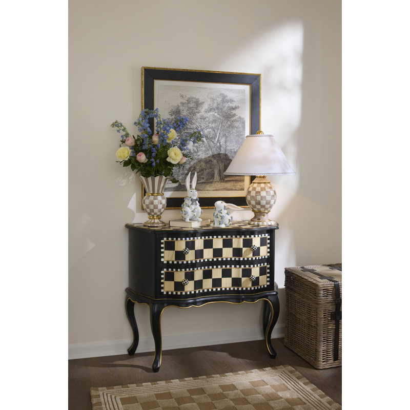 Mocha Check Ceramic Globe Lamp