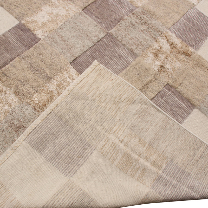 Rug & Kilim’S Scandinavian-Inspired Beige Brown And Gray Wool Pile Rug, Rectangle 14' x 20'