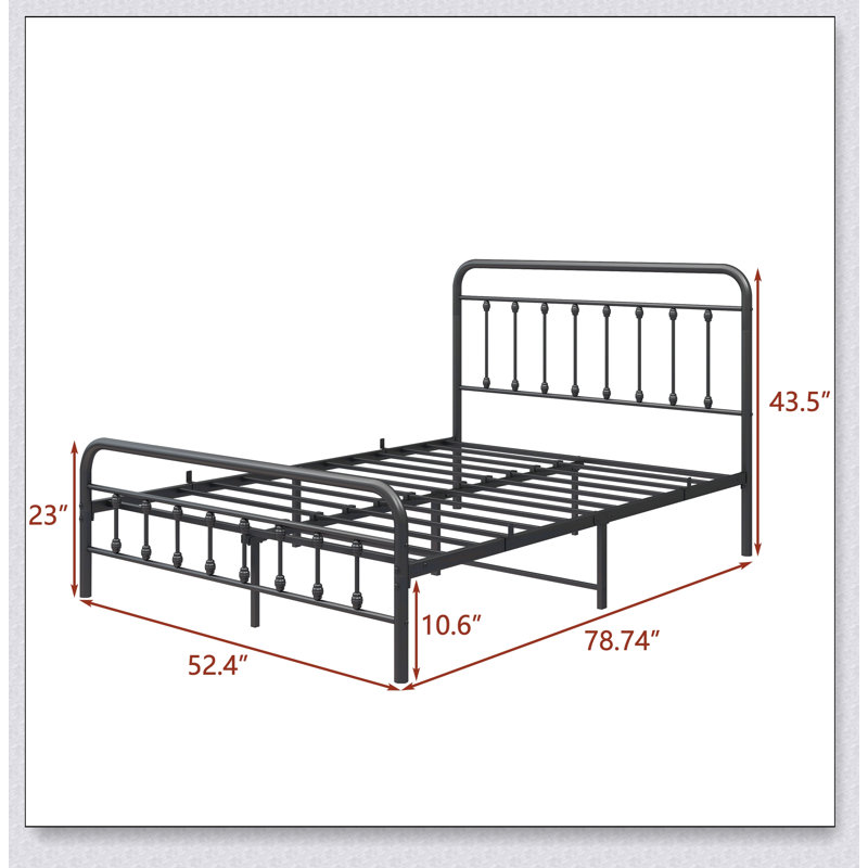 Structure de lit plateforme en métal avec tête de lit, support à lattes robuste