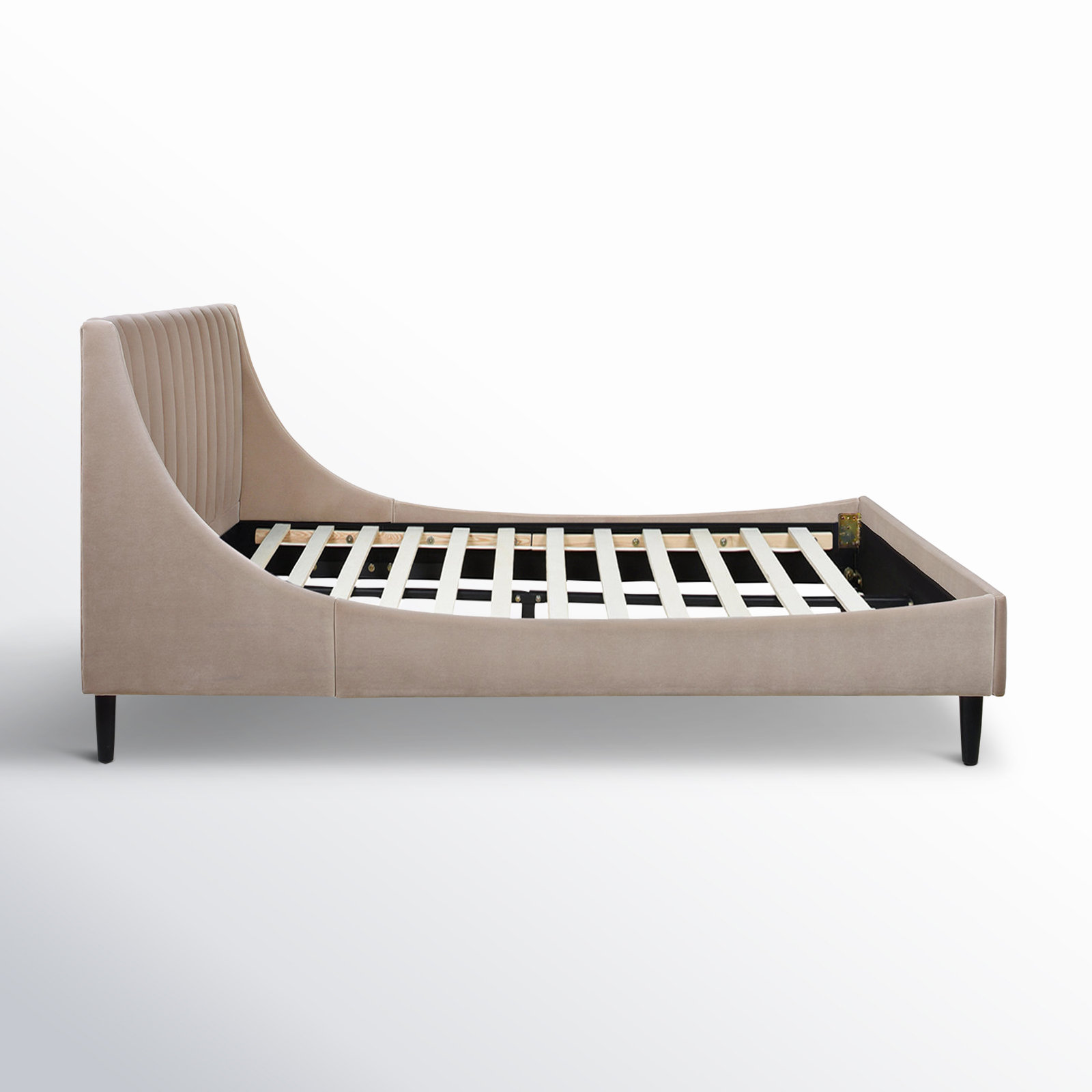 Helaina Upholstered Wingback Bed, Queen, Mink Velvet