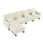 Canapé modulaire rembourré en chenille de forme large L de 124 po de large avec dossier rembourré et repose-pieds amovible beige-1819109034